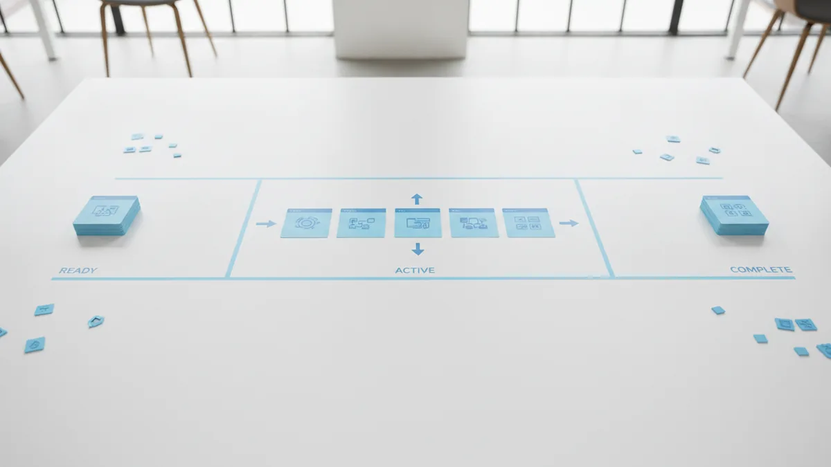 Agile frameworks compared through organized work streams and task flow
