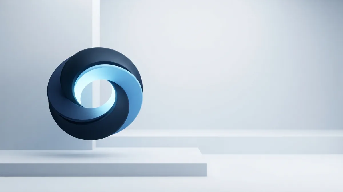 Blue geometric loop showing iterative software development