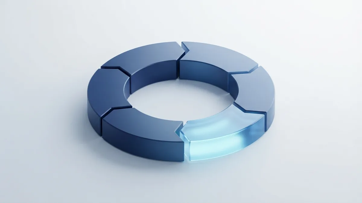 Isometric blue cycle showing repeated agile life cycle stages