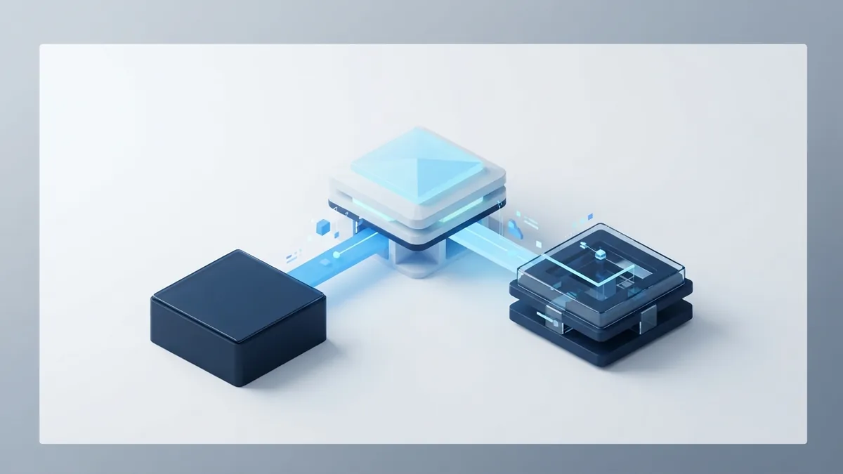 Core parts of the Scrum framework Connected geometric platforms representing the core parts of the Scrum framework