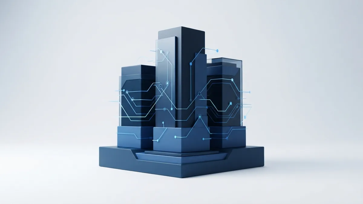 Three linked geometric columns representing shared Scrum team responsibilities