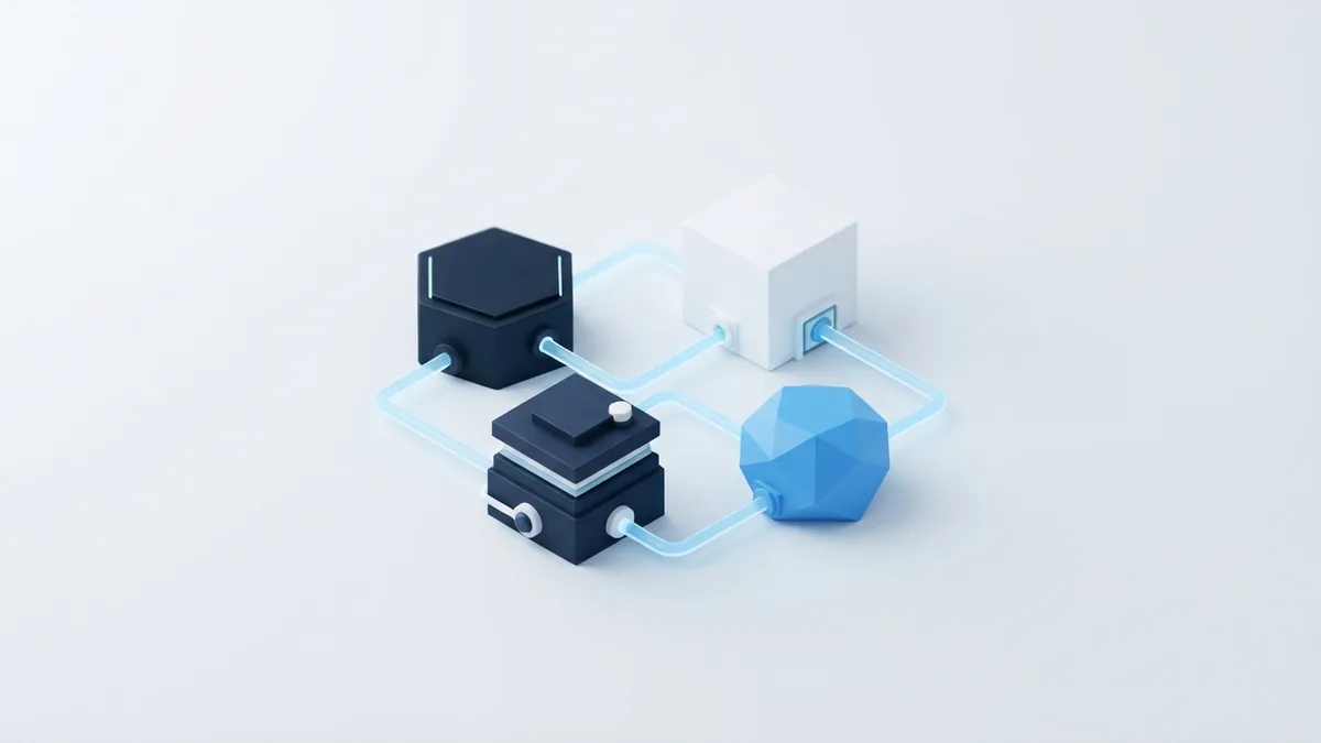 Blue geometric forms representing the four Agile principles