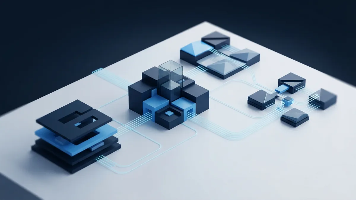 Modular blue structures representing common Agile frameworks