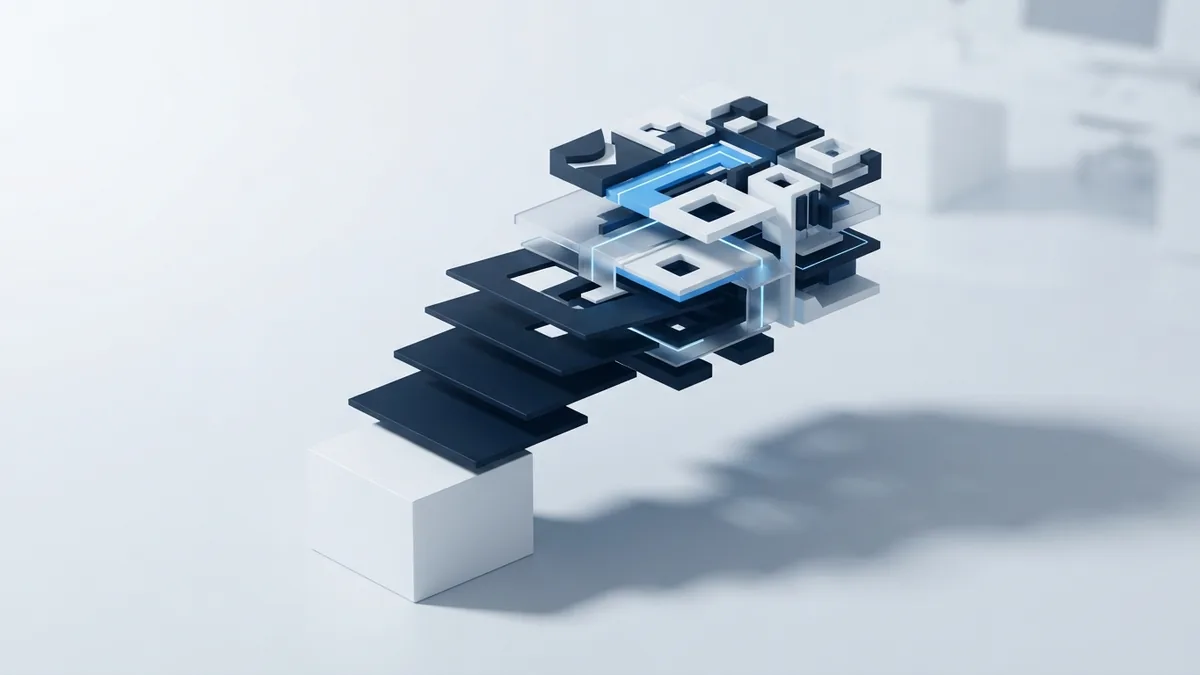 API build plan Layered blue planes and modular blocks showing a focused process for building an API