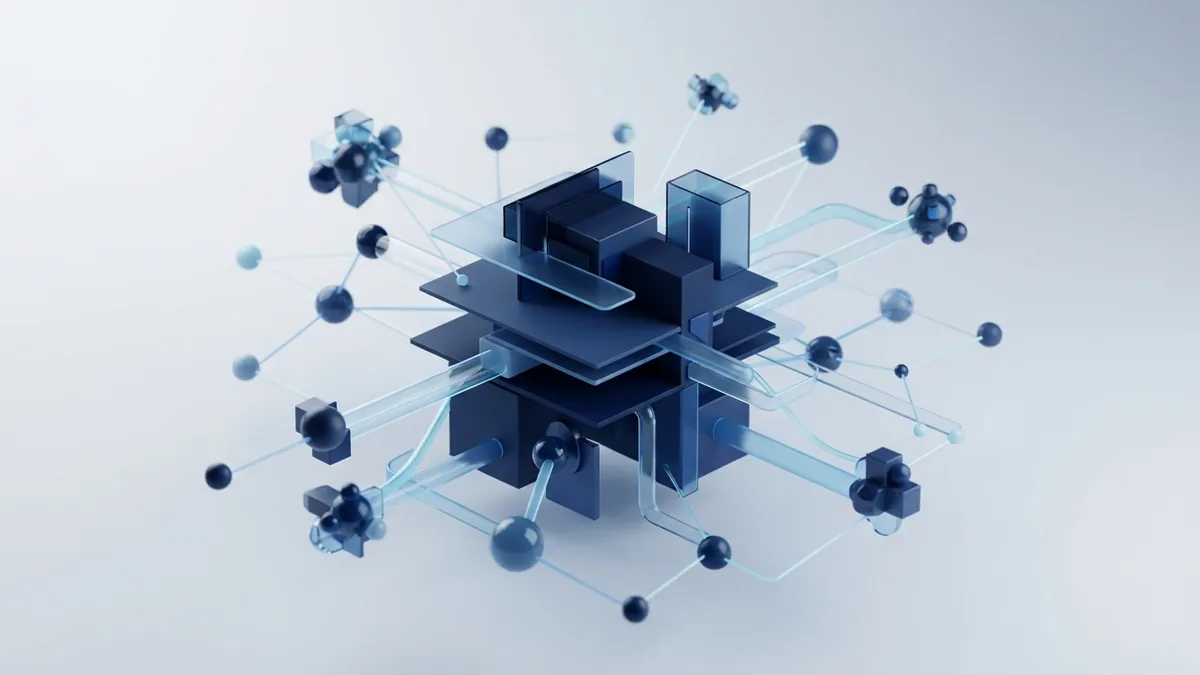 Research that starts with user needs Abstract connected nodes around a central form represent research into user needs