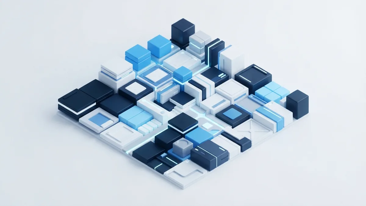 Consistent patterns make products easier to learn Repeated blue modular blocks show consistent patterns across a digital product