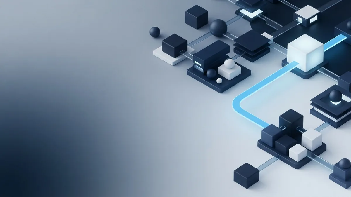 Testing an API request path Blue network nodes linked by a clear path for API request testing