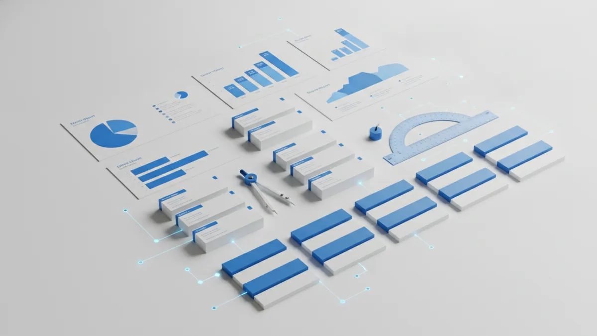 Software estimation metrics shown through charts, task cards, and effort measures