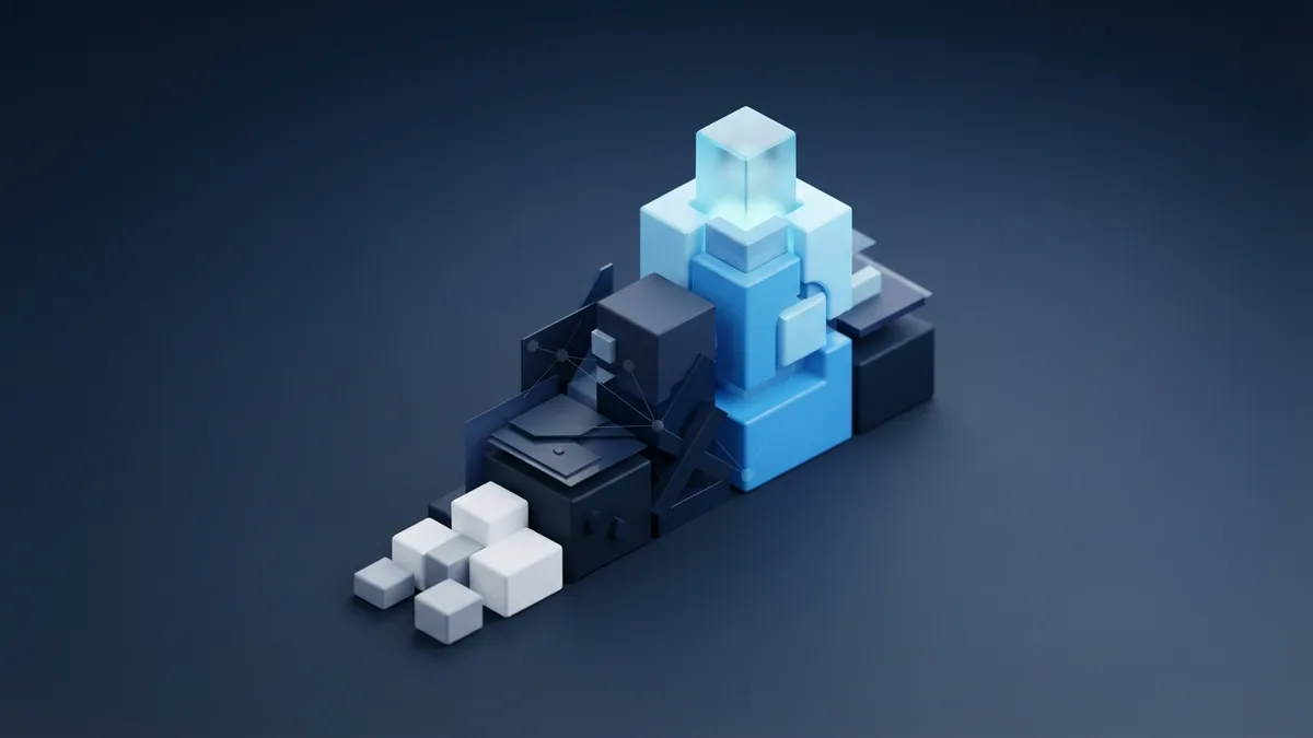 Ascending modular blocks illustrating the staged process of building a software MVP