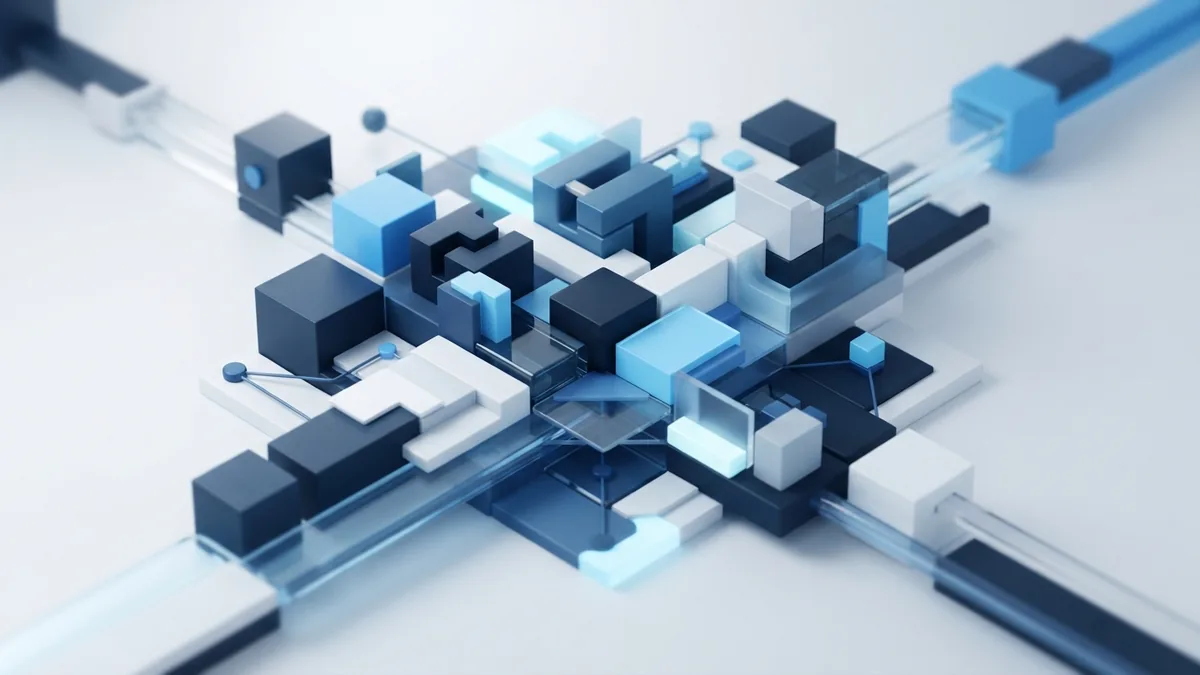 Abstract blue software components arranged as a unified app development toolkit