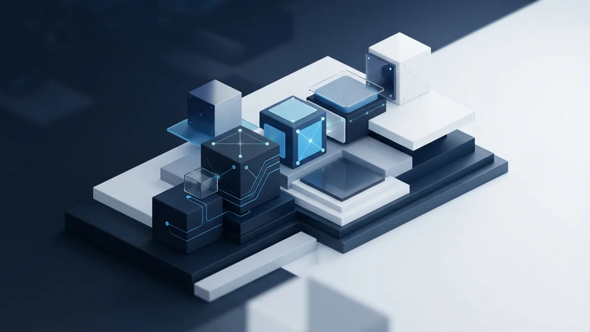 Seven geometric modules show the ordered phases of a software life cycle