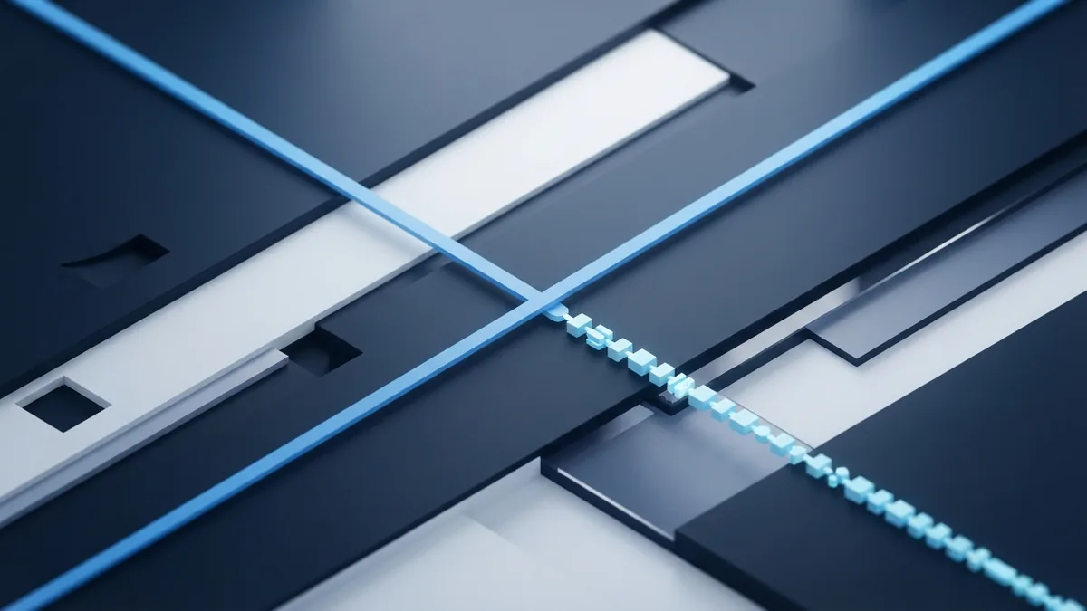 Visual contrast between SDLC models Two abstract blue paths represent linear and iterative software development models