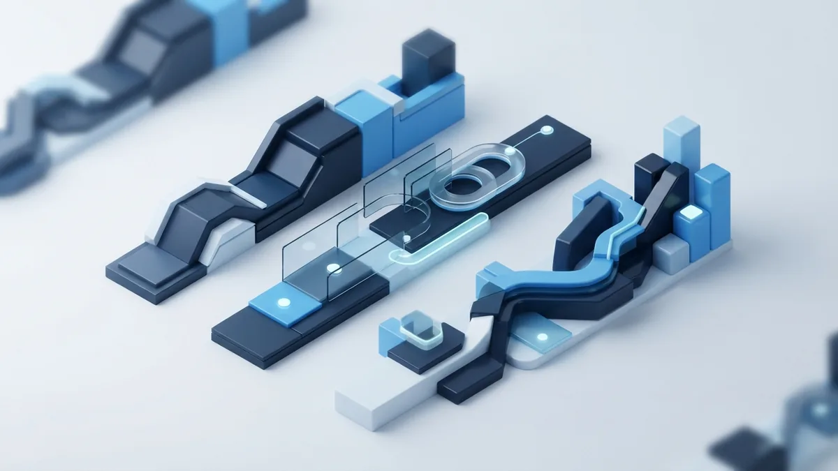 Three abstract blue paths representing different software development life cycle models