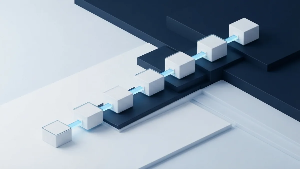 Seven connected blue modules representing the main SDLC stages