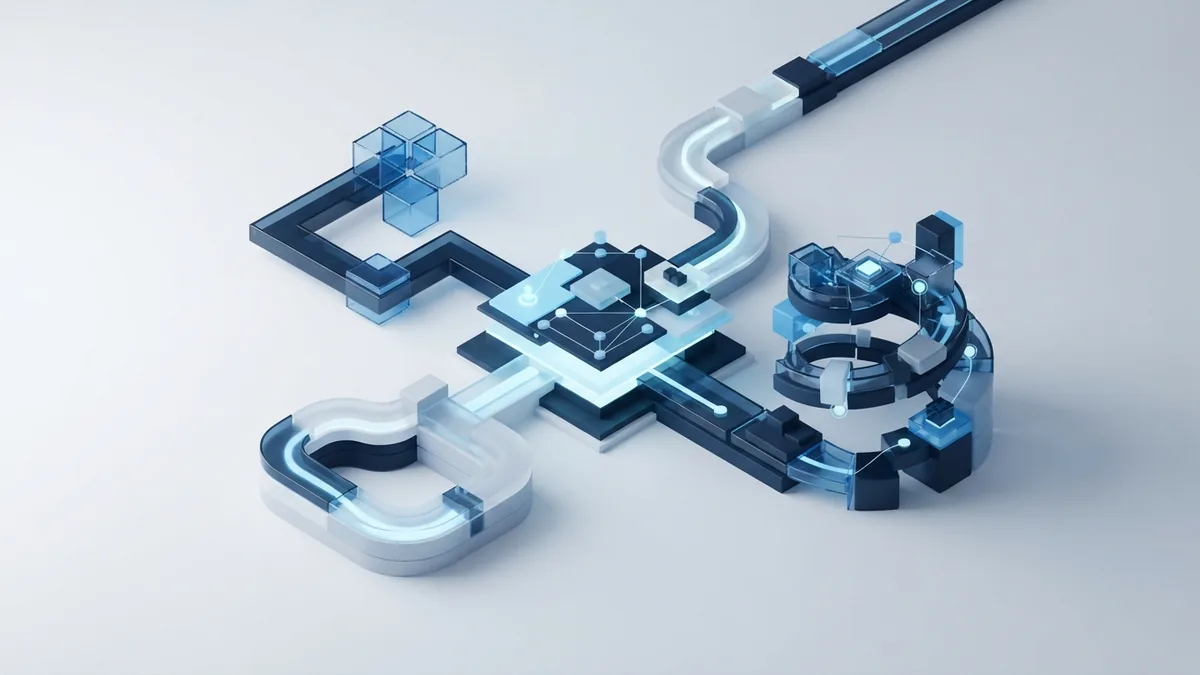 Abstract blue pathways showing different software lifecycle models