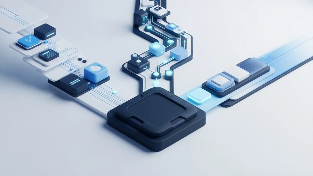 Three branching blue paths representing different software development models
