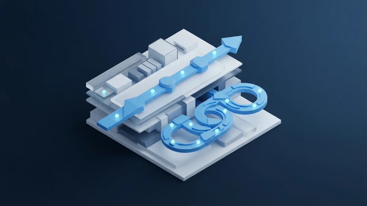Linear and iterative SDLC models Abstract linear and looping blue paths representing common SDLC models