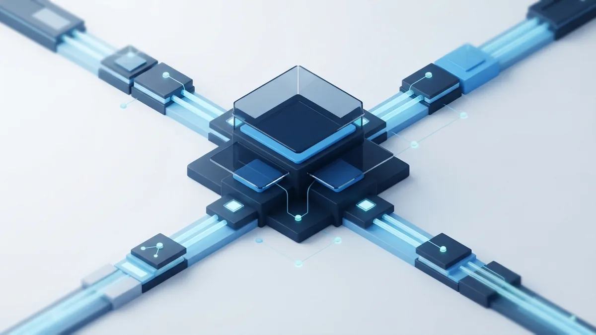 Abstract blue pathways representing different software development life cycle models