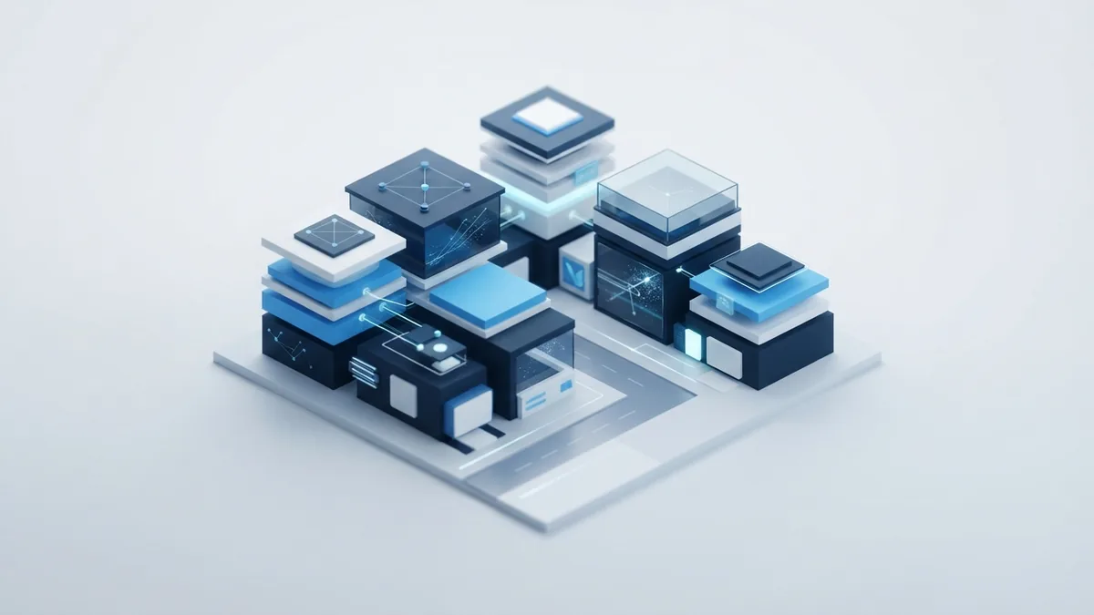 Stable blue modular structures representing a project with fixed requirements