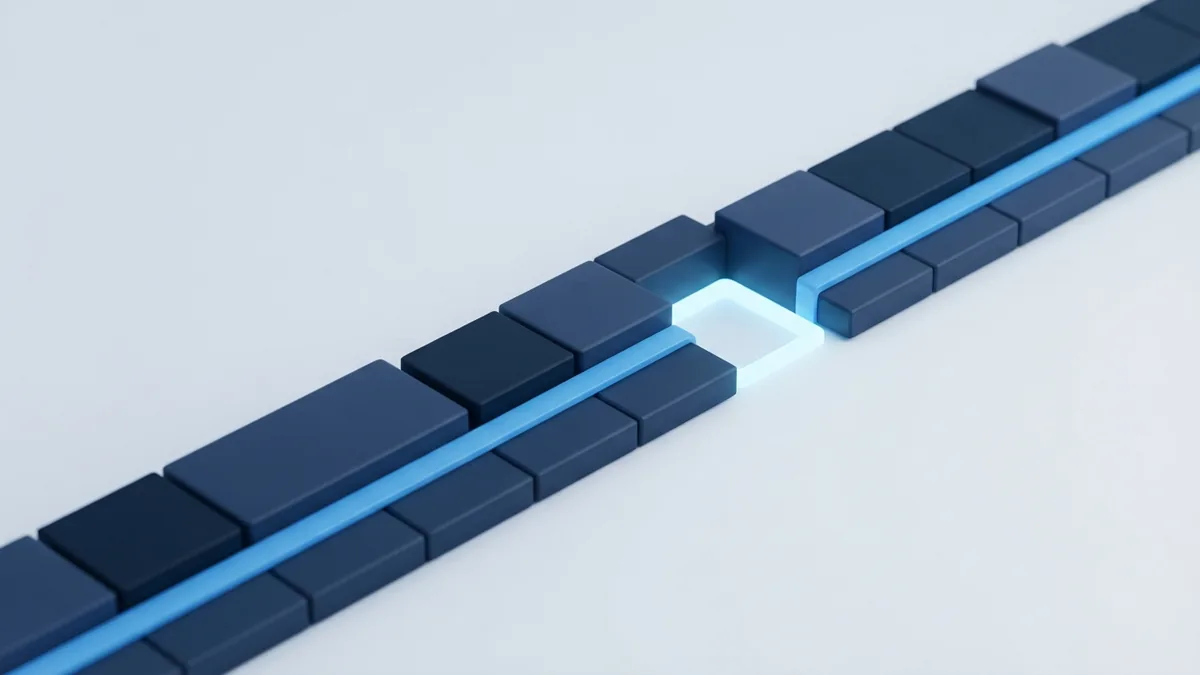 A late change can interrupt a set sequence A blue sequence of blocks with a small gap illustrating risk from late changes