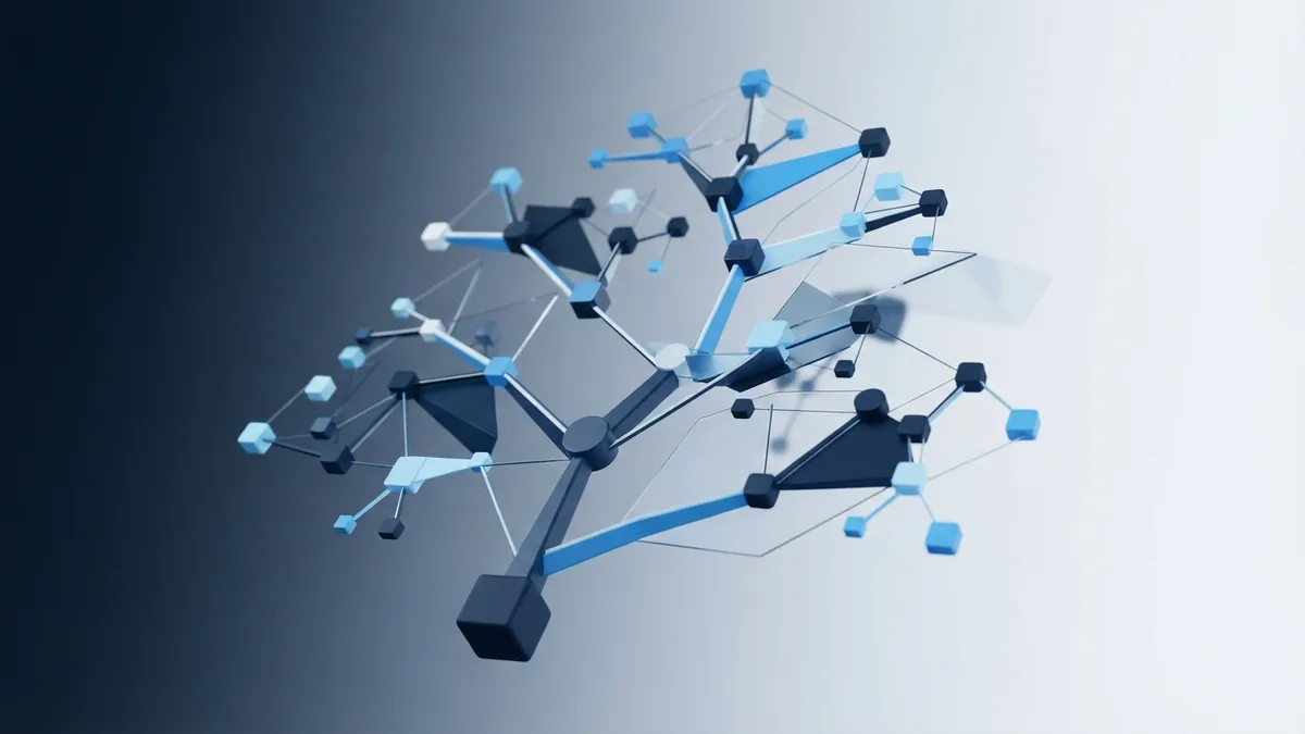 Connected geometric nodes representing the DOM tree inside a web browser