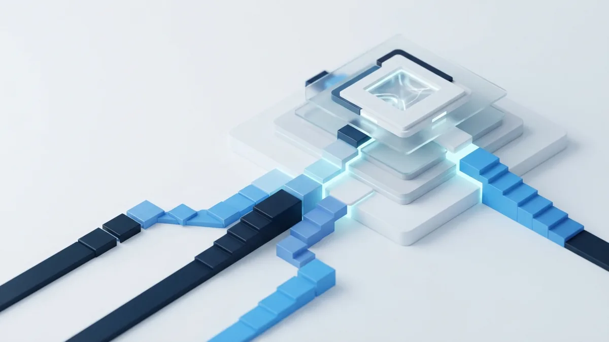Isometric blue blocks showing staged delivery toward a shared project goal