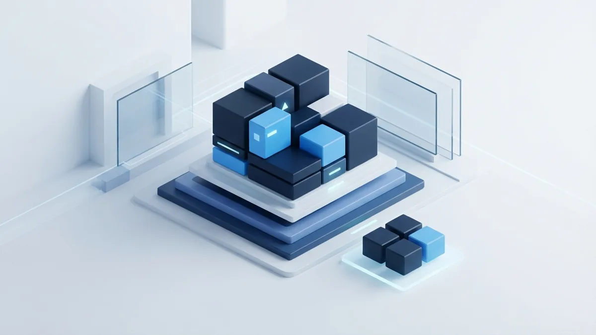 Blue modular blocks representing a small first product built for customer feedback