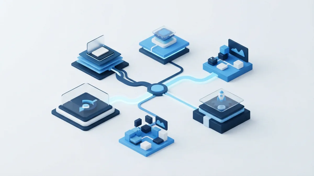 Connected MVP examples Connected blue structures represent MVP examples across different businesses