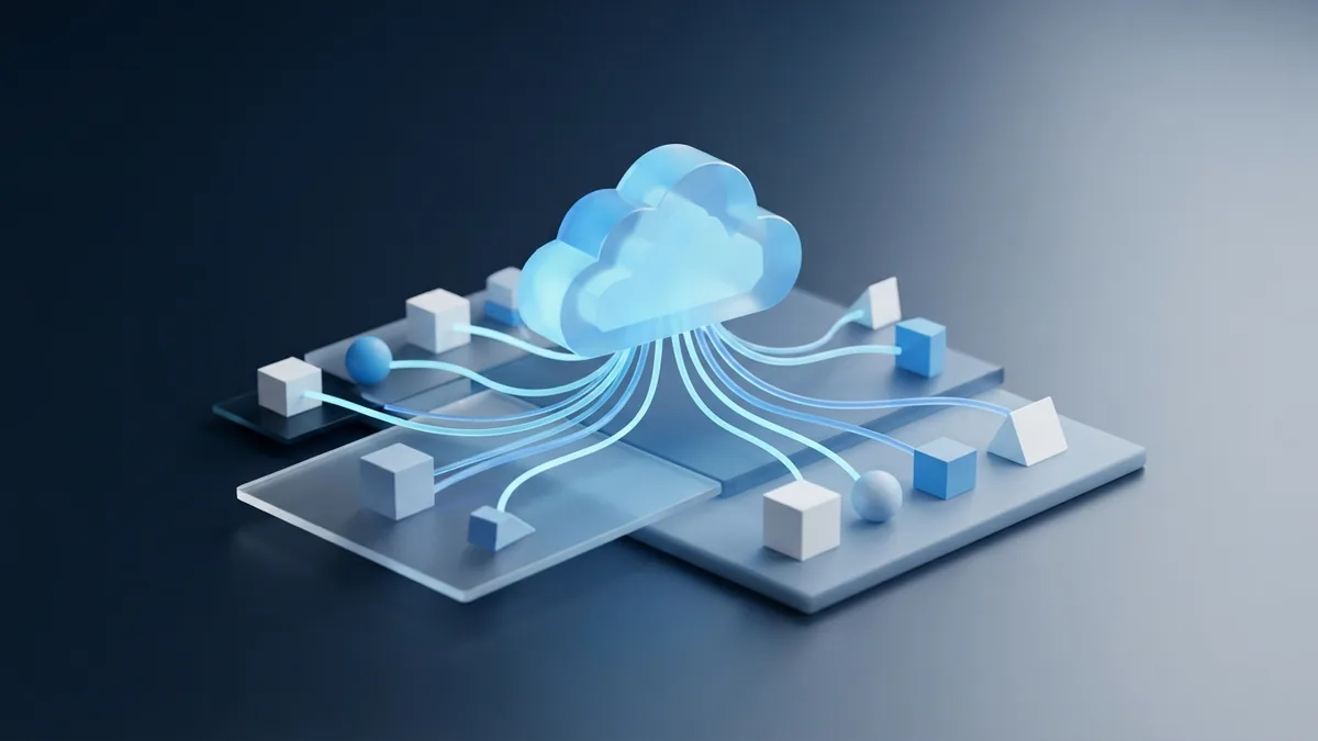 Abstract data paths connect a cloud service with several modular shapes