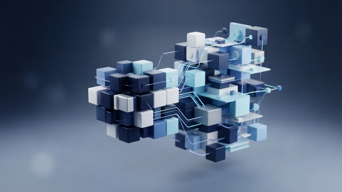 Flexible SaaS tools that can grow with a team Modular blue structures show how a SaaS service can grow with a business