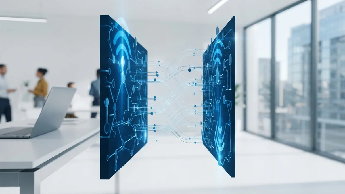 Abstract client and server data exchange through connected software layers