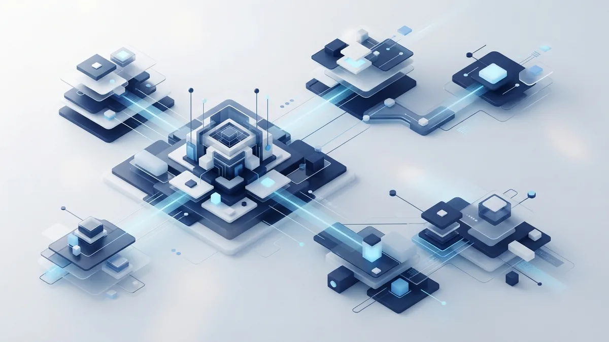 Blue modular network showing how a focused product can grow over time