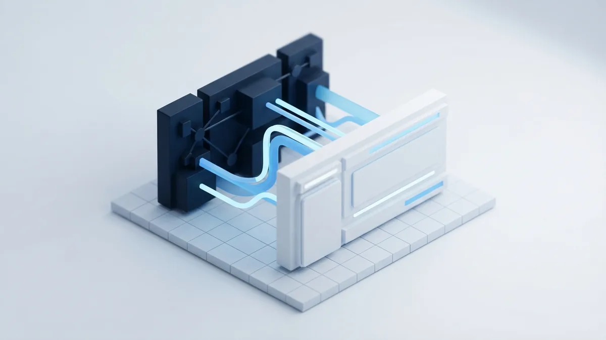 Front-end and back-end layers Layered geometric forms representing front-end and back-end web systems